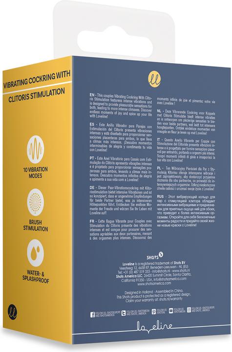 Actual product image Loveline Vibrating Cockring with Clitoris Stimulation - Indigo Blue