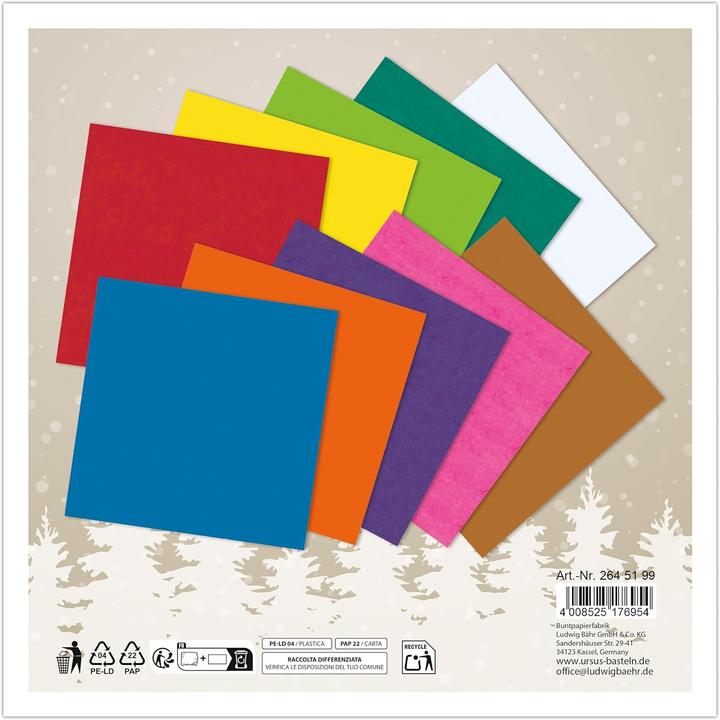 Image du produit Ursus Papier transparent dépliant 20x20cm UE=500 feuilles 10 couleurs assorties (42 g/m², 500 x)
