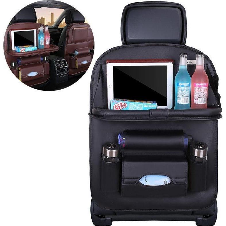 Hurtel, Accessori interni per auto, Organizzatore per auto per il sedile, ripiano pieghevole, mini tavolo per auto, nero