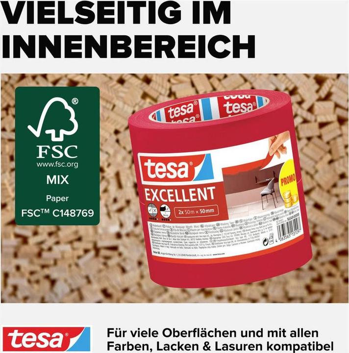Produktbild tesa 2x Malerband EXCELLENT (50 mm)