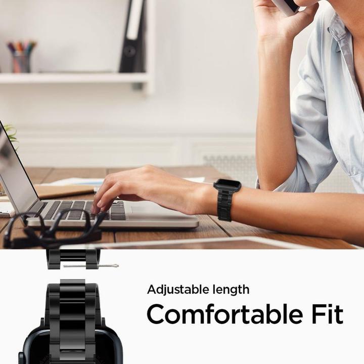 Produktbild Spigen MODERN FIT BAND Apple Watch 4 / 5 / 6 / 7 / 8 / SE (38 / 40 / 41MM) BLACK (38 mm, 40 mm, 41 mm, Edelstahl, Stainless Steel)