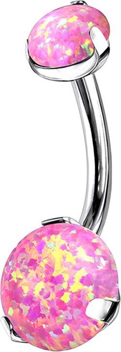 Immagine prodotto Star Piercing Banana d'argento con due opali rosa (Titanio, senza ottone)