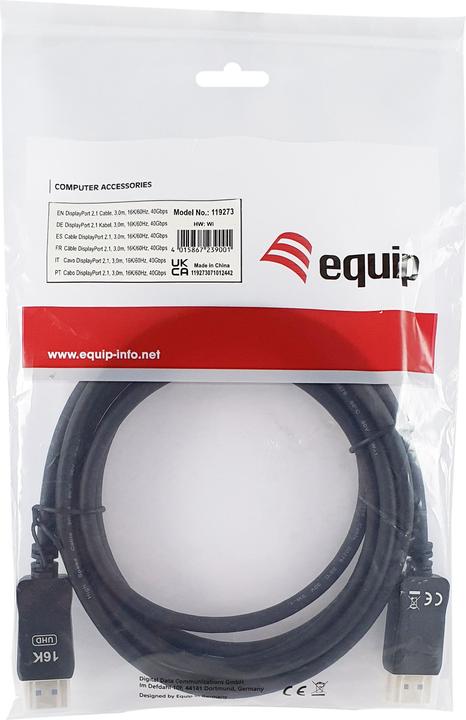 Produktbild equip DisplayPort 2.1 St/St 16K/60Hz komp.HDCP Prem. gr (3 m, DisplayPort, 2.1)