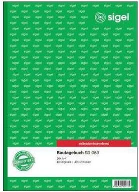 Produktbild Sigel Bautagebuch Papierformat: DIN A4 Anzahl der Blätter: 3 x 40 Bl. (40 x)
