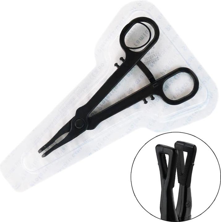 Immagine prodotto Star Piercing Sterile einweg Zange schwarz Gazeklemme geschlossen dreieck gezackt (Materiale sintetico, senza ottone)