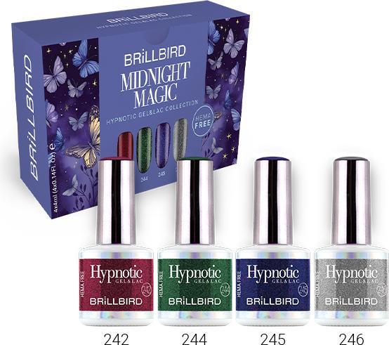 Image du produit BrillBird Hypnotic Gel&Vernis Set Midnight Magic 4x4ml (Vernis à ongles effet gel)