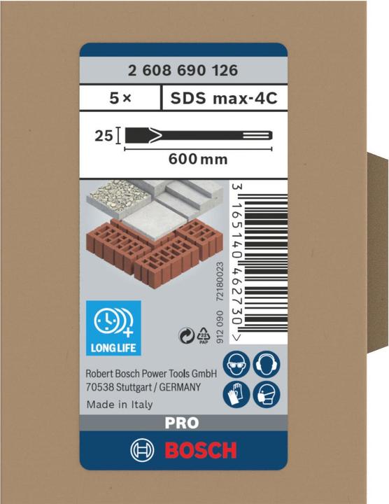 Immagine prodotto Bosch Professional Zubehör Set di scalpelli piatti PRO SDS max-4C, 25 x 600 mm (25 mm)