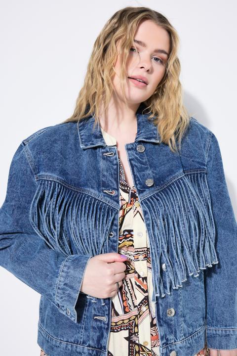 Image du produit Studio Untold Veste en jean à franges, coupe Boxy Shape (58)