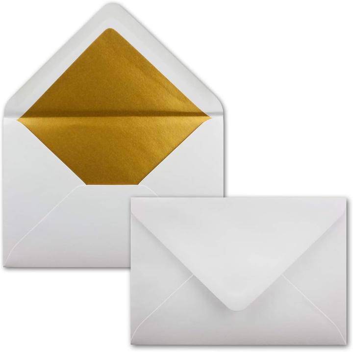 Neuser Papier 25 Stück Briefumschläge B6 mit Goldfutter (125 x 176 mm, B6, 25x)