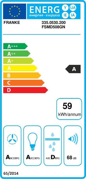 Energy Label Franke Smart Deco Wandhaube (Wall hood)