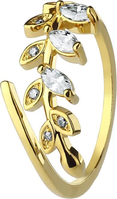 Star Piercing Ring 14k vergoldet mit Kristallblatt (54, 917/22 K Gold)