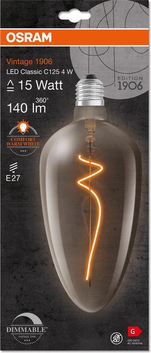 Actual product image Osram Vintage 1906 LED DIM 15 4 W/1800 K E27 (E27, 4 W, 140 lm, 1 x, G)