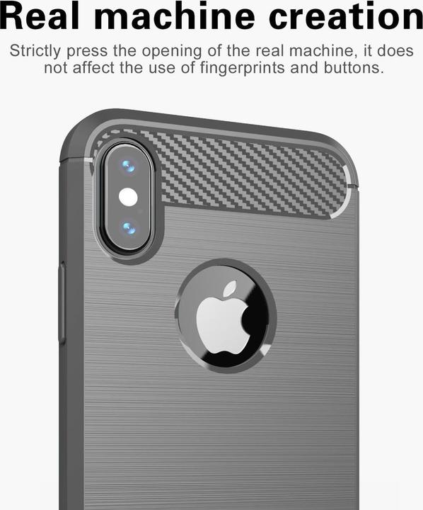 Actual product image Cadorabo TPU Ultra Slim carbon stainless steel Combi Cover (Apple iPhone XS Max)