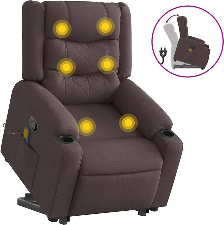 Image du produit vidaXL Fauteuil de massage avec fonction releveur Tissu marron foncé