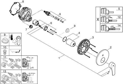 Produktbild Grohe Eurosmart Badearmatur, Unterputz, Fertigset, chrom