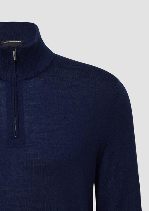 Produktbild s.Oliver Strickpullover Strickpullover aus reiner Merinowolle mit Troyer-Kragen (M)