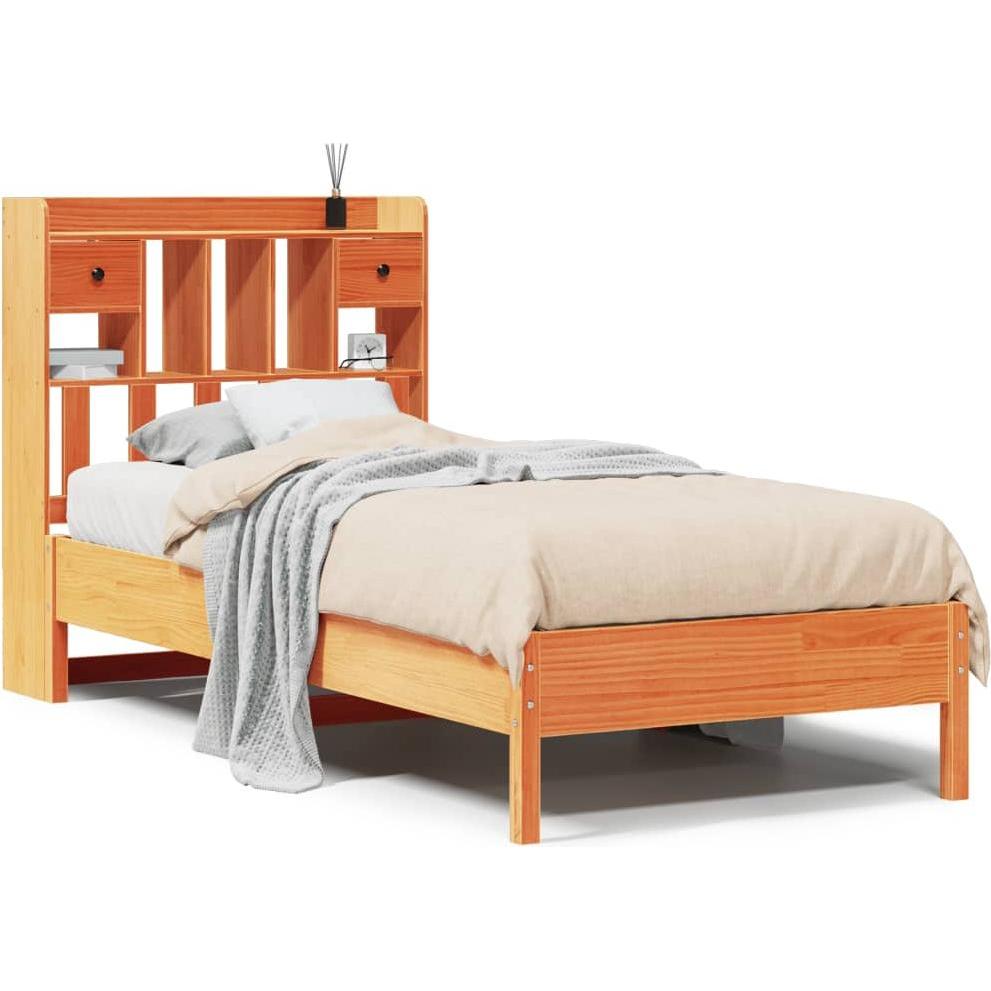 VidaXL, Bett, Massivholzbett Holzbett Bett Einzelbett mit Regal ohne Matratze 100x200cm (100 x 200 cm)