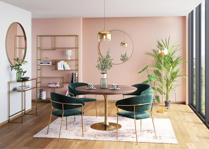 Produktbild Kare Design Tisch Invitation Set Walnuss Messing Ø120cm (120 x 120 x 76 cm)