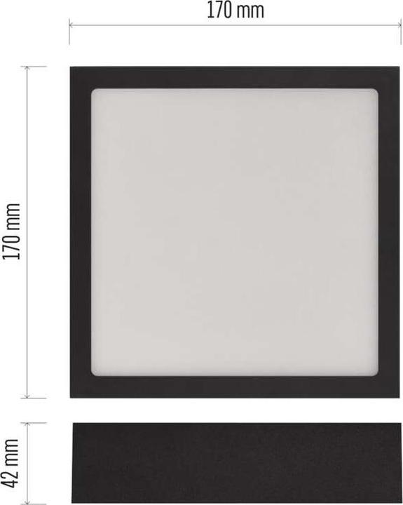 Actual product image Emos Surface-mounted LED light NEXXO, square, black, 12.5W, with Change CCT (1100 lm)