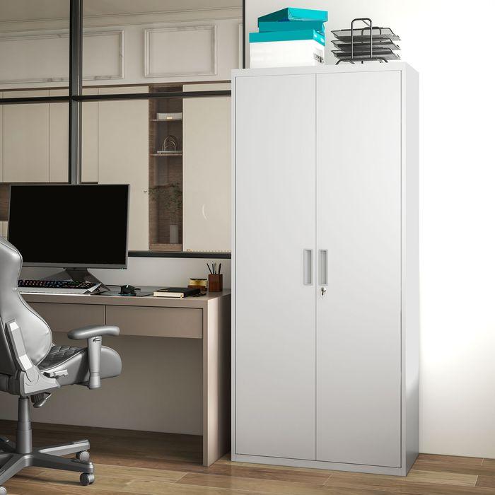 Immagine prodotto Swisshandel24 Aktenschrank, Büroschrank mit 2 Türen, verstellbarer Ablage für Arbeitszimmer (80 x 40 x 180 cm)
