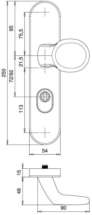 Actual product image EDI Protection set Logo 8745/0272 Aluminium F1 72 mm 35-45 mm (Door handle)
