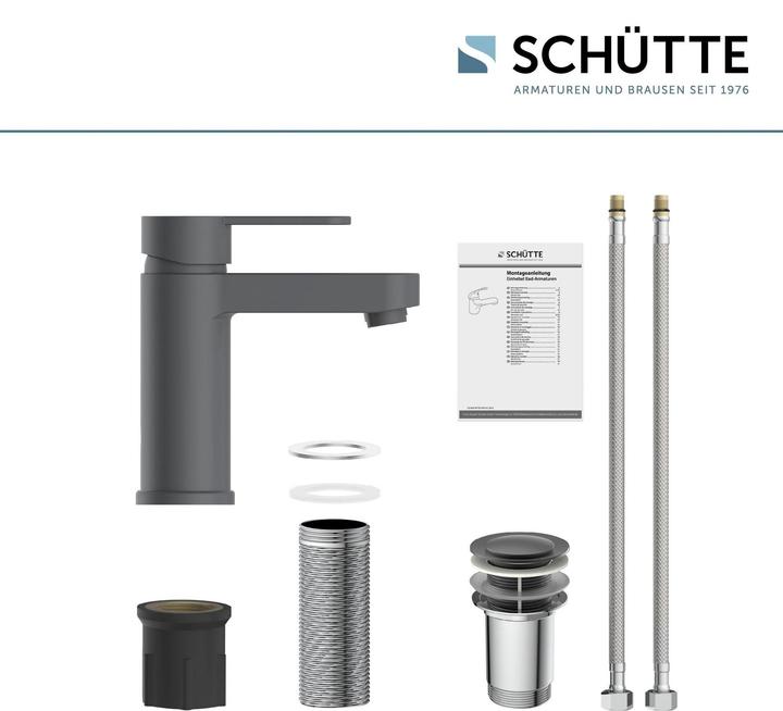 Produktbild Schütte Wasserhahn Bad ELEPHANT Waschtischarmatur Anthrazit matt Einhebelmischer Mischbatterie 34214