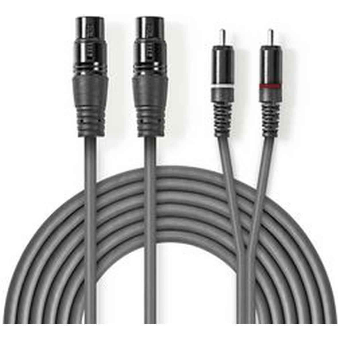 Nedis Cavo audio XLR 2 x XLR d 3 pin femmina - 2 x RCA (3 m, XLR), Cavo audio