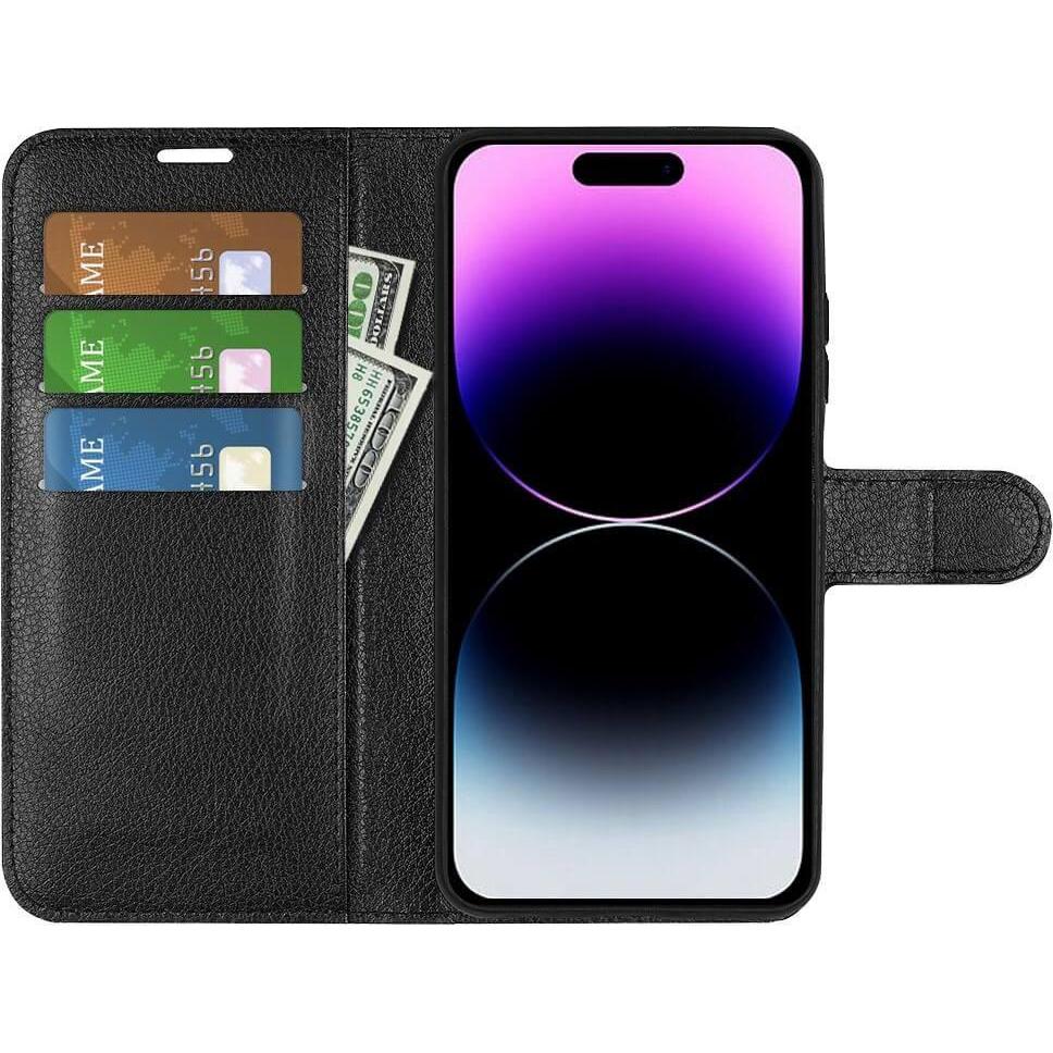 Thumbnail - Cover-Discount iPhone 15 Pro Max - Leder Etui Hülle schwarz (Apple iPhone 15 Pro Max), Smartphone Hülle, Schwarz