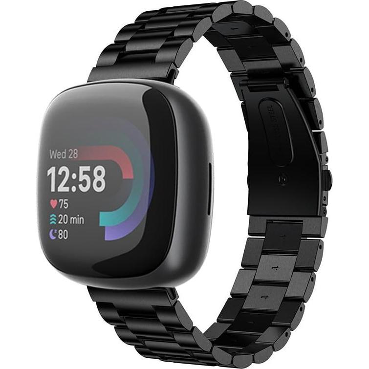 Thumbnail - Strap-it Stahlarmband (Edelstahl, Fitbit Versa 4), Uhrenarmband, Schwarz