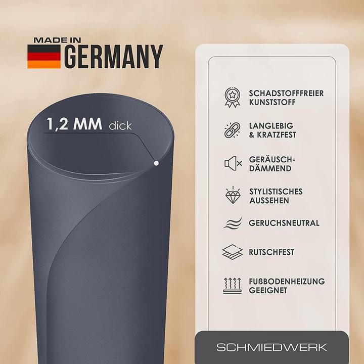 Image du produit Schmiedwerk Kratzfeste Bodenschutzmatte für Bürostühle, Fussbodenheizung geeignet (100 x 120 cm)