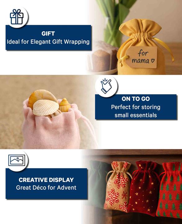 Actual product image I Am Creative Geschenkbeutel Set, Stoff (7x)