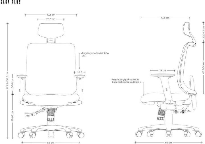 Nährwerte und Zutaten Unique Ergonomischer Bürostuhl SAGA PLUS schwarz