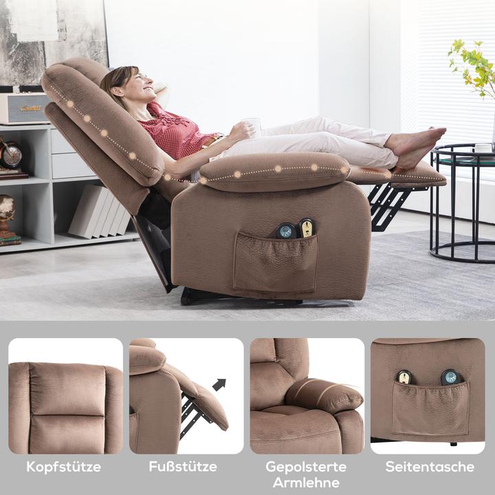 Produktbild Homcom Elektrischer Aufstehsessel Polyester, Schaumstoff Braun