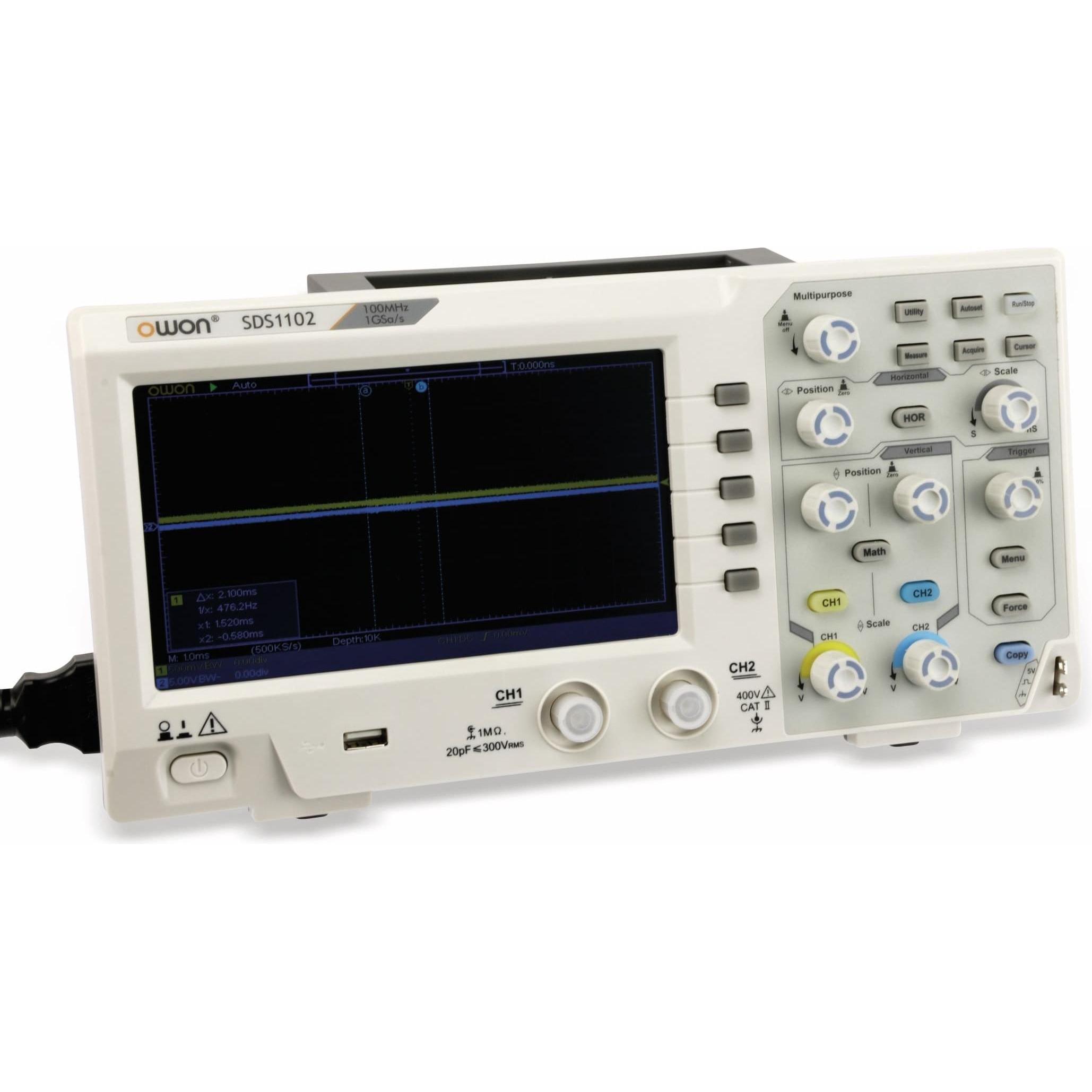 Owon, Messleitung, Oszilloskop,, SDS1102, 2-Kanal 100 MHz, USB