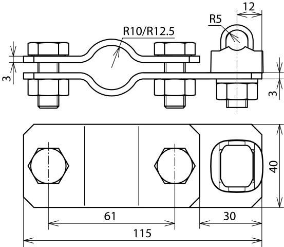 Actual product image Dehn Soehne connection clamp 620011 St/tZn 20mm