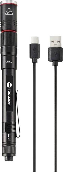 Actual product image Toolcraft TO-8254890 Penlight battery-powered SMD LED black (16.30 cm, 300 lm)