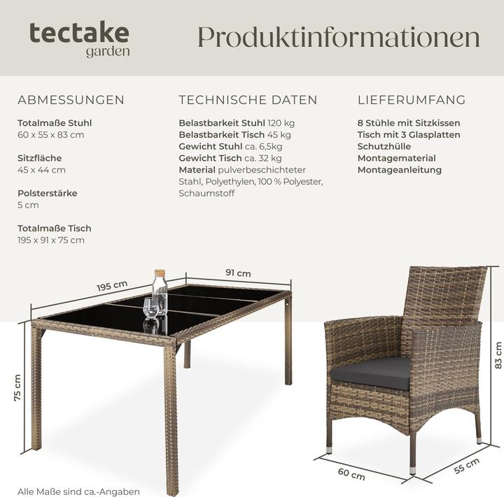 Produktbild tectake Rattan Sitzgruppe Valencia