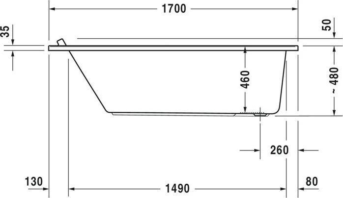 Image du produit Duravit Baignoire rectangulaire STARCK 1 dossier incliné 1700x900mm blanc (296 l, 170 cm, 90 cm)