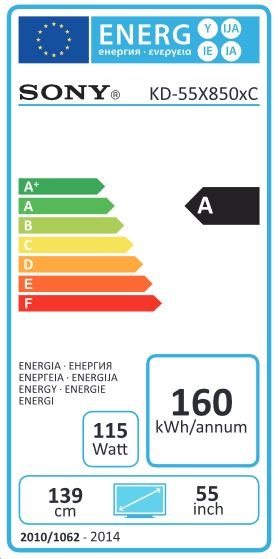 Etichetta energetica Sony Kd-55x8505c (55", LED, 4K)