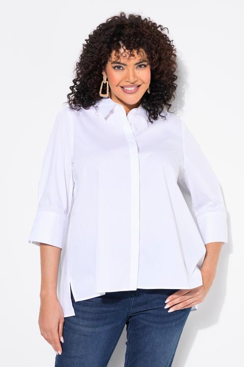 Produktbild Ulla Popken Hemdbluse, Rückenfalte, A-Linie, Hemdkragen, 3/4-Arm (62)