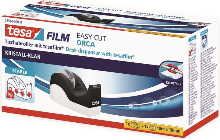 Actual product image tesa EASY CUT ORCA table dispenser, clean cut