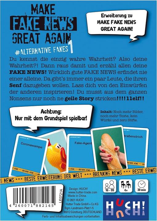 Immagine prodotto 882165 - Alternative Fakes 1: Make Fake News Great Again, 4+ giocatori, 16 anni (espansione EN) (Tedesco)