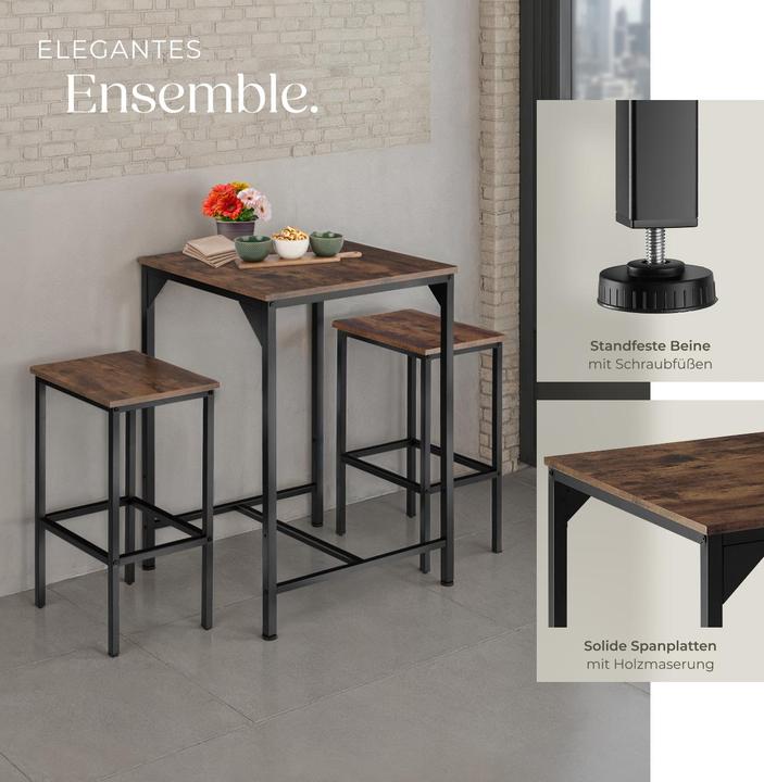 Image du produit tectake Ensemble de bar Inverness (60 x 60 x 91 cm)