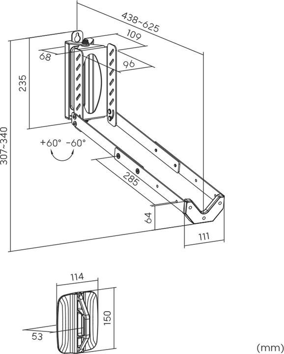 Actual product image Wiltec Bicycle wall mount 11.8x30.7-34x43.8-62.5cm up to 35kg Bicycle mount