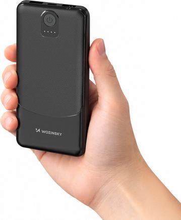Actual product image Wozinsky powerbank Wpower 10,000 mah - black (10000 mAh, 10 W, 37 Wh)