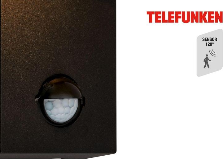 Image du produit Telefunken Applique extérieure PIR, noir, IP44, LED 7,5W (700 lm, IP44)