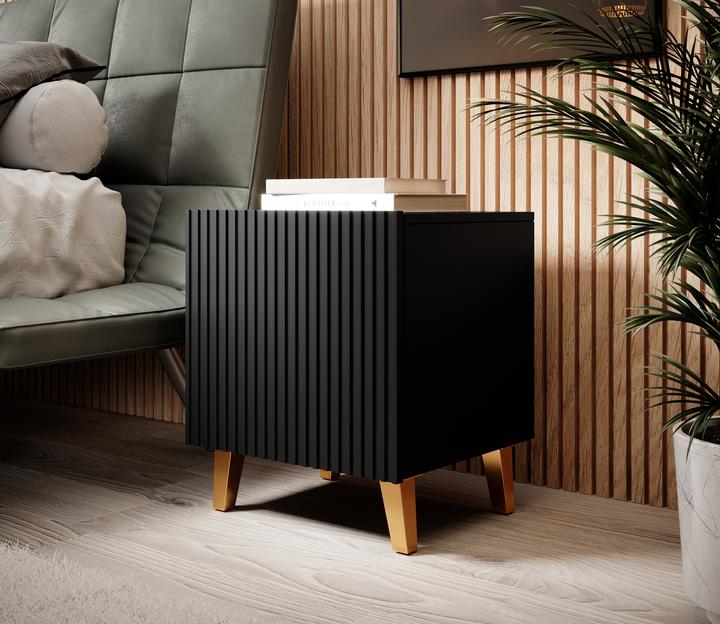 Actual product image Cama PAFOS bedside cabinet 2 pcs. 45x40x51 cm matt black (45 x 40 x 51 cm)