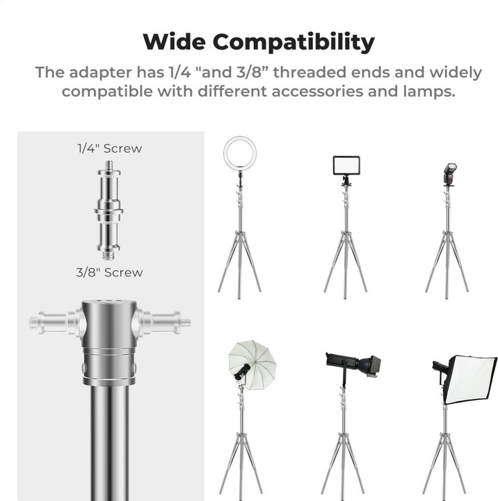 Immagine prodotto K&F Concept Supporto per luci fotografiche da 2,8 m Tampone a molla Supporto in acciaio inox per impieghi (10 kg)