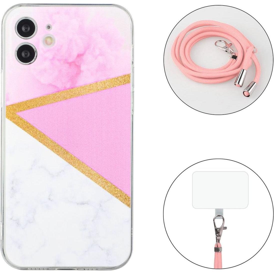 Thumbnail - König Design Hülle Handy Schutz für Apple iPhone 12 Handykette Case Cover Bumper Etuis TPU, Handykette, Rosa