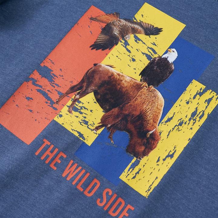 Produktbild vidaXL Kinder-Langarmshirt Blau Melange 92,Material: 60 (92)